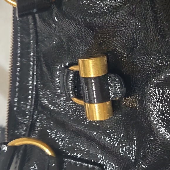 Yves Saint Laurent Shiny Black and Gold Shoulder Bag - Picture 4 of 16